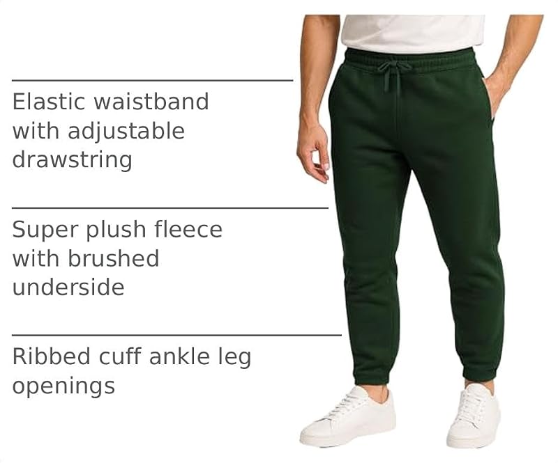 American Heaven Men's Fleece Joggers - Hunter Green XXL All-Season Athletic Pants