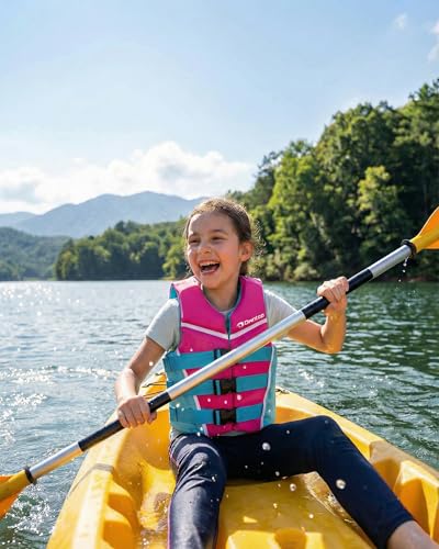 Owntop Youth Swim Vest Pink 75-125 lbs – Triple Adjustable Straps, Quick-Release Buckles
