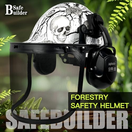 Q20X Forestry Hard Hats 3 in 1 Chainsaw Arborist Helmet with Face Shield & Ear Muffs Hearing Protection Forestry Safety Helmet ANSI Z89.1 OSHA