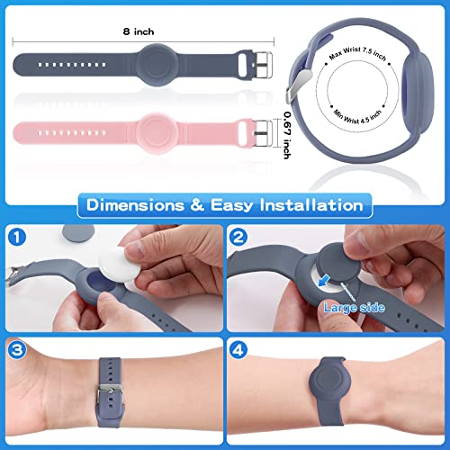 Waterproof Silicone Bracelet for AirTag - Kids Tracker Band, 2 Pack