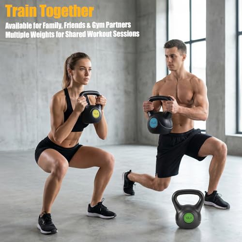 Kettlebell Set with 3 Adjustable Weights for Strength Training - Durable & Anti-Roll Base