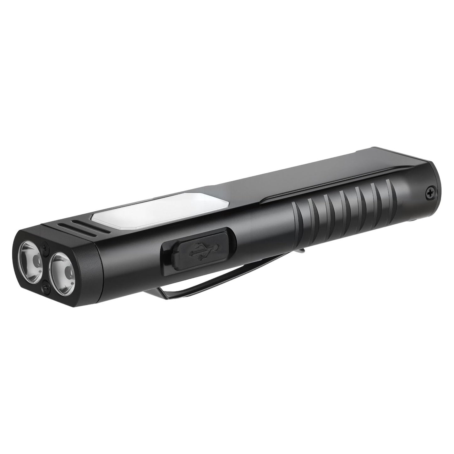 Annteneo Rechargeable EDC Flashlight with Sound Beeper, Portable Flat Pocket Flashlights, Small Magnetic Flashlight, 7 Mode Side Light Clip On Handheld Flashlight for Outdoor Home Working, Black