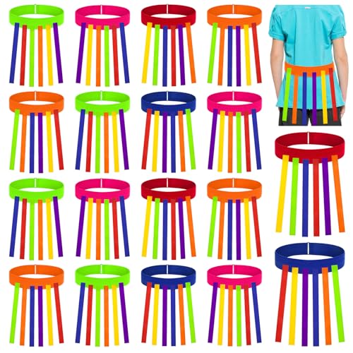20 Pcs Catch Tail Game Belts for Kids & Adults, Colorful Outdoor Party Fun