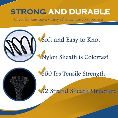 550 Paracord Rope 5/32" x 100' - Black Survival Cord