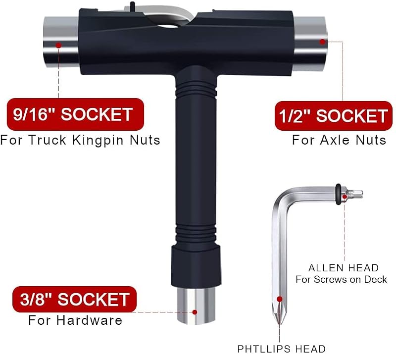 Multi-Function Portable Skate Tool - All-in-One with T-Type Allen Key