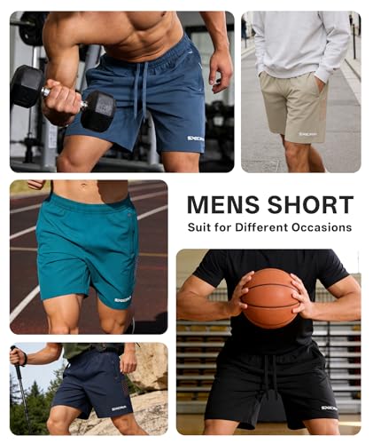 ZITY Men's Athletic Running Shorts with Zipper Pocket - Large Black