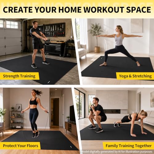 6'x4' Large Exercise Mat - Non-Slip, Cushioned Surface for Workouts