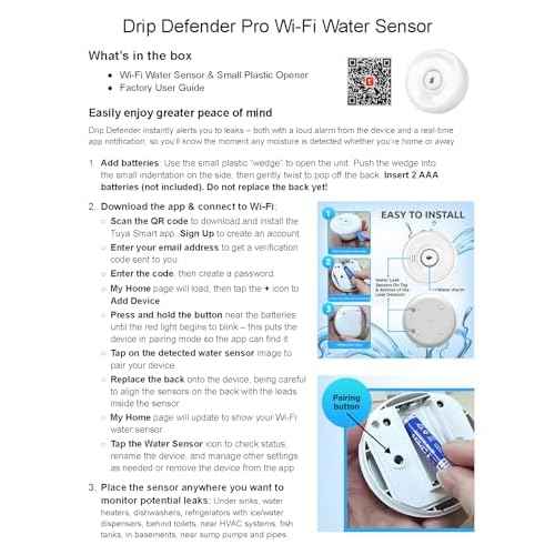 Drip Defender Pro Water Sensor | Wi-Fi Water Leak Detector for Home with 100dB Alarm, High Sensitivity, IP66 Waterproof, Easy Installation, Smart Moisture Alarm for Kitchens, Basements, and Bathrooms