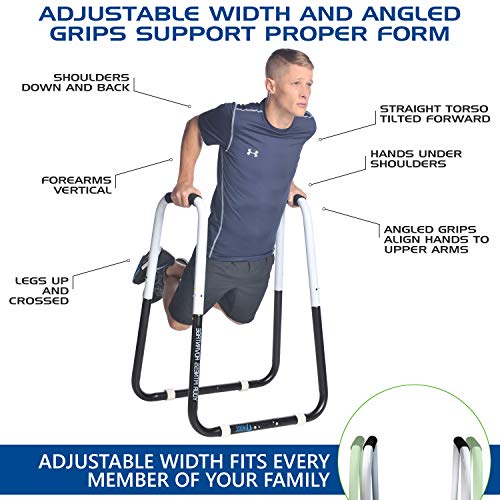 Adjustable Dip Bar Fitness Station - Folding Design with Angled Grips