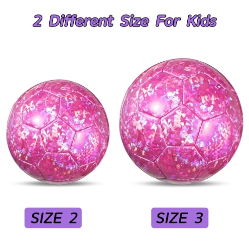 Pink Soccer Ball Set with Pump - Size 2 & 3 Indoor & Outdoor Sports Gift for Kids & Teens