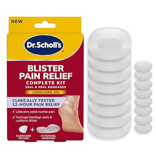 Dr. Scholl’s Blister Pain Relief Complete Kit 8 Count – 4% Lidocaine, Hydrogel Patches
