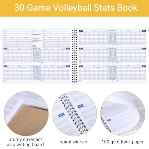 Volleyball Scorebook - 30 Match Stat Tracker, 8.5x11 Inch