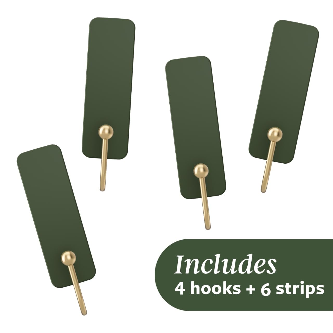 Command Medium Rosemary Wall Hooks, 4 Coat Hooks and 6 Command Strips, Damage-Free Hanging with Adhesive, No Tools Great for Hanging Home Decor, Holds up to 3 lb