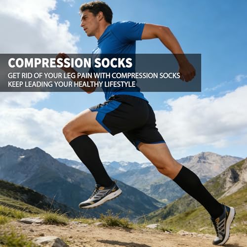 Copper Compression Socks Men & Women 8 Pack Knee High Athletic Support 15-20mmHg