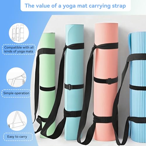 Adjustable Yoga Mat Carrier Strap - Thick Non-Slip Yoga Mat Holder