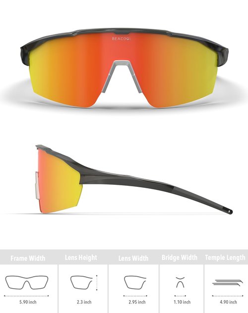 BEACOOL Polarized Sports Cycling Glasses Men Women UV400 Baseball Sunglasses TR90 Frame for Fishing Running Golf Softball