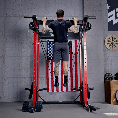 F22 Power Rack - 1600lbs All-in-One Squat Rack with Dual Pulley - Black