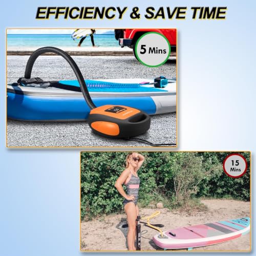 Electric Paddle Board Pump - 20PSI Air Compressor, Orange