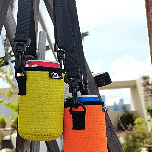 WK IEASON 12oz Slim Can Sleeves Insulators with Shoulder Strap - Green/Orange/Grey