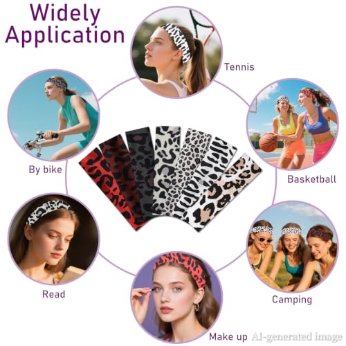 Leopard Print Headbands - 7 Pack Non-Slip Soft Cotton Hair Bands