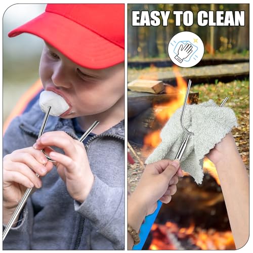 BRIOUT 12-Pack Extra Long 45'' Stainless Steel Marshmallow Roasting Sticks - Kids Safe Telescoping Skewers for Campfire & BBQ