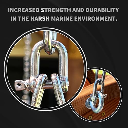 Wide D Shackle - Marine Grade 316 Stainless Steel, 1/4 Inch, 2 Pack