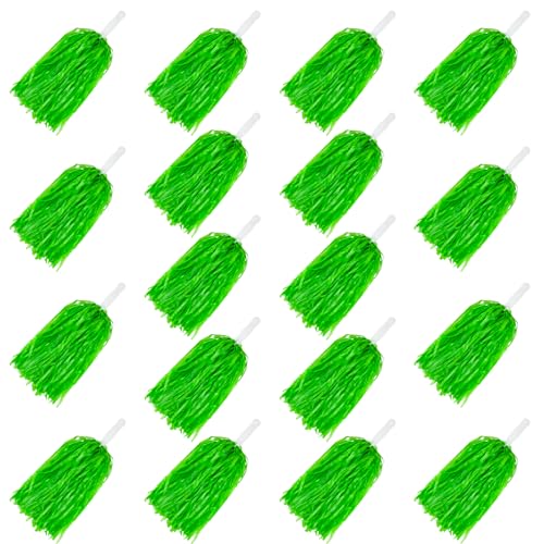 18-Piece Green Cheerleading Pom Poms with Baton Handles