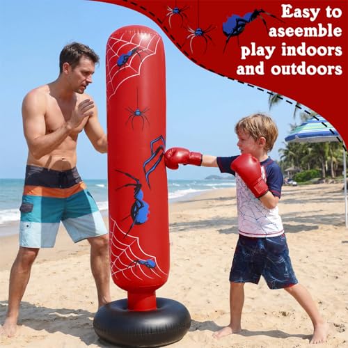 Kids Inflatable Punching Bag with Boxing Gloves & Air Pump - Training & Fun Equipment