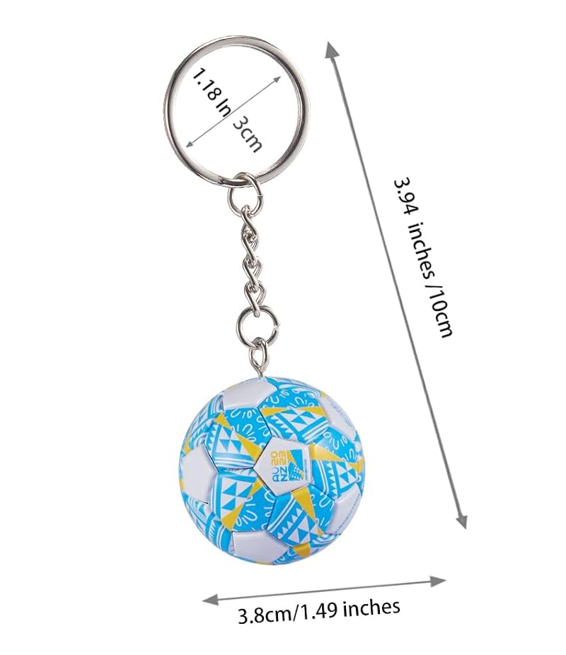 Geometric Soccer Ball Keychain - Black & Silver - Blue