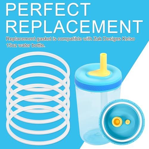 6pcs Replacement Silicone Gaskets for Zak Designs Kelso Water Bottles - White
