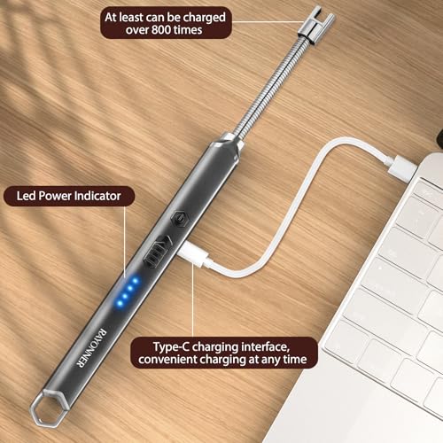 Electric Candle Lighter with Long Flexible Neck - Rechargeable USB Black