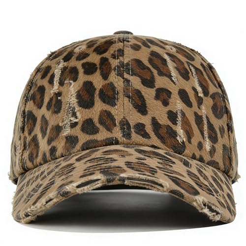 Distressed Leopard Print Baseball Cap - Medium
