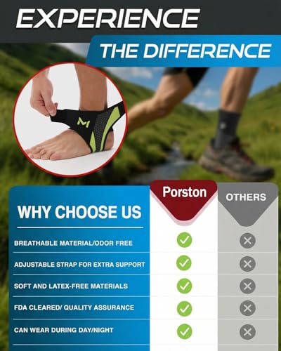 Porston Gray Adjustable Ankle Brace for Men & Women - Support, Stabilization & Injury Recovery