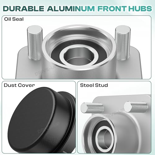 2 Pcs Club Car Front Wheel Hub Assembly with Bearings & Dust Seals for Precedent DS & Tempo Golf Carts