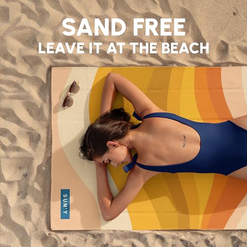SUN'Y Boho Microfiber Beach Towel - Sand Free, Quick Dry, Large 63x31.5"