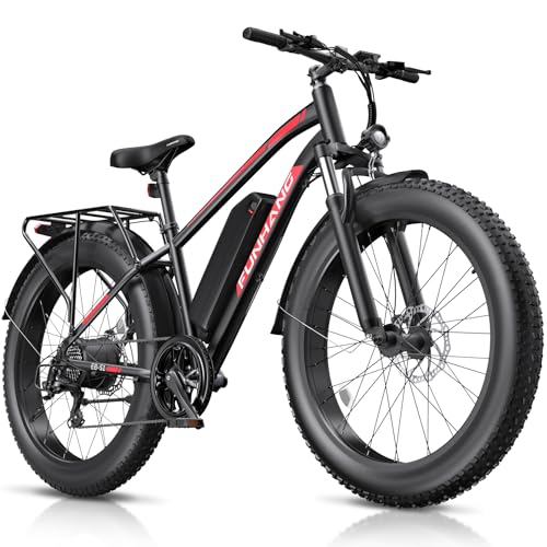 Electric Fat Bike for Adults - 1000W, 20MPH, 60 Miles - Black-Red