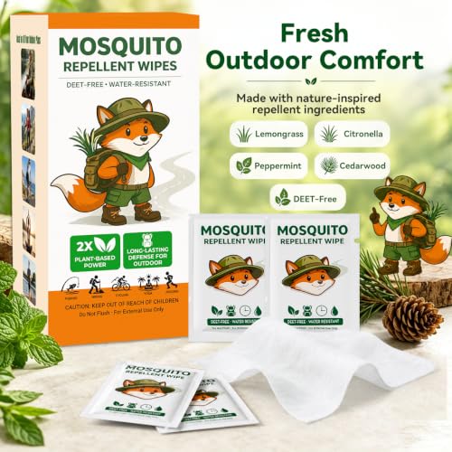 SEEKDIT 80 Count Mosquito Repellent Wipes with Citronella - Outdoor Bug Defense, Travel Size, Non-Greasy
