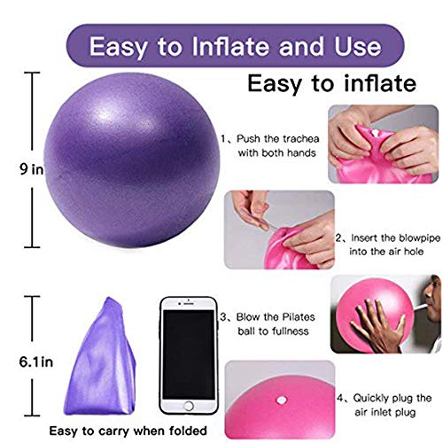 9 Inch Pilates Ball - Mini Exercise Yoga Ball for Workout - Pink
