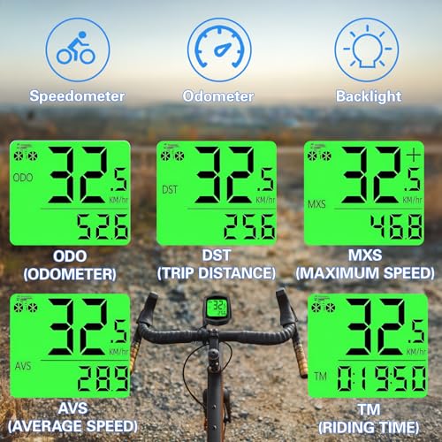 Wireless Bicycle Speedometer with Auto Wake-Up & Backlight