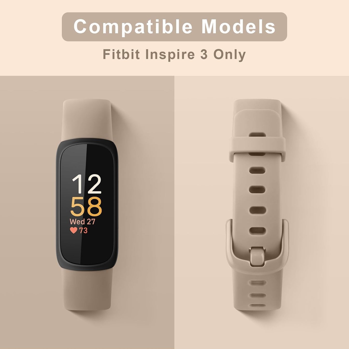 Vancle Fitbit Inspire 3 Bands - Adjustable Sport Silicone Replacement Straps for Men & Women | 4-Pack