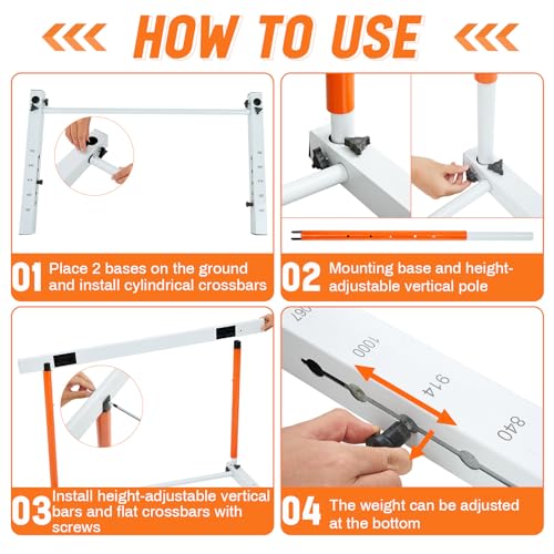 Adjustable Track and Field Hurdles Set - 30 to 42 Inch, Orange - 2 Pcs