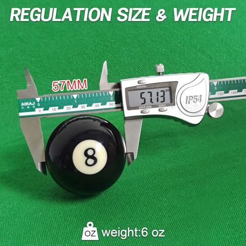 Regulation 8 Ball - 2-1/4" Resin Replacement Billiard Ball