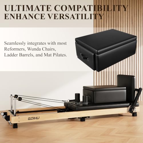Pilates Box for Reformer - 400 lbs Capacity, Solid Wood & Steel