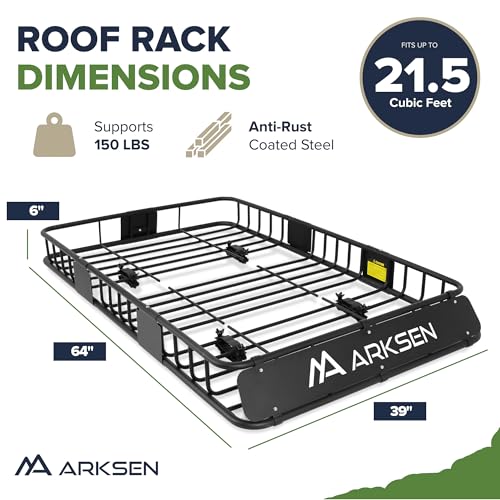 Heavy-Duty 64" Roof Rack Basket for SUV & Pickup Trucks - 150 lbs Capacity