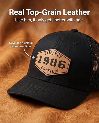 Lichfamy 1986 Trucker Hat with Patch - 40th Birthday Men’s Gift, Variation: Black