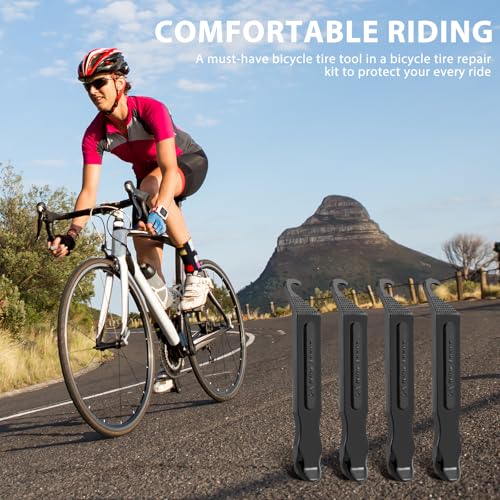 Bicycle Tire Levers - Ultra Strong PC Plastic Tool Set of 4 - Black