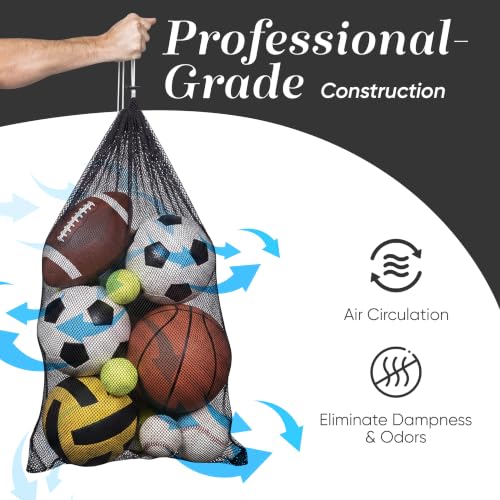 Heavy-Duty Mesh Equipment Bag - Adjustable Cord Closure, 24" x 36" - Black