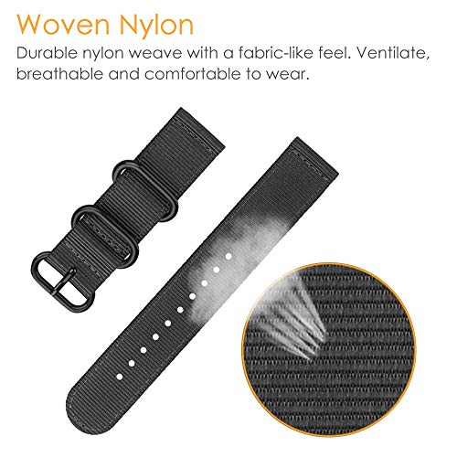 Soft Nylon Replacement Watch Band for Garmin Venu SQ Music - Black
