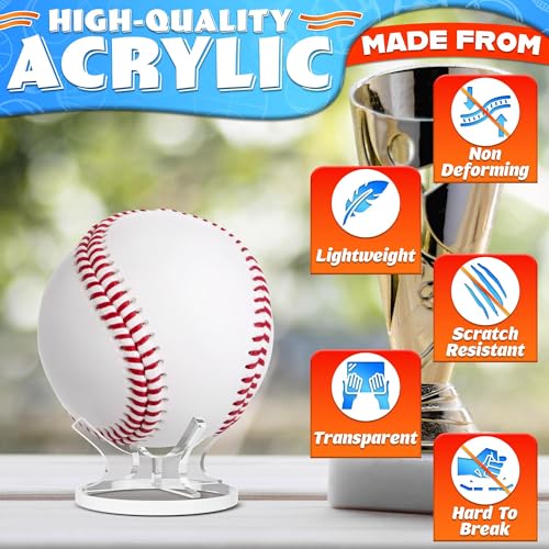 Baseball Holder Stand - Clear Acrylic Small Ball Display