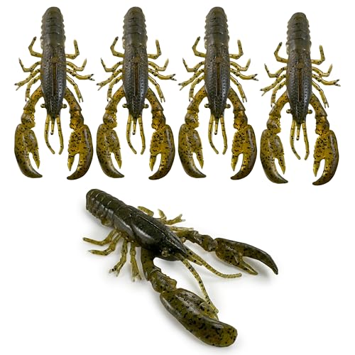 Soft Plastic Craw Bait - Green Pumpkin - 3" for Bass Fishing